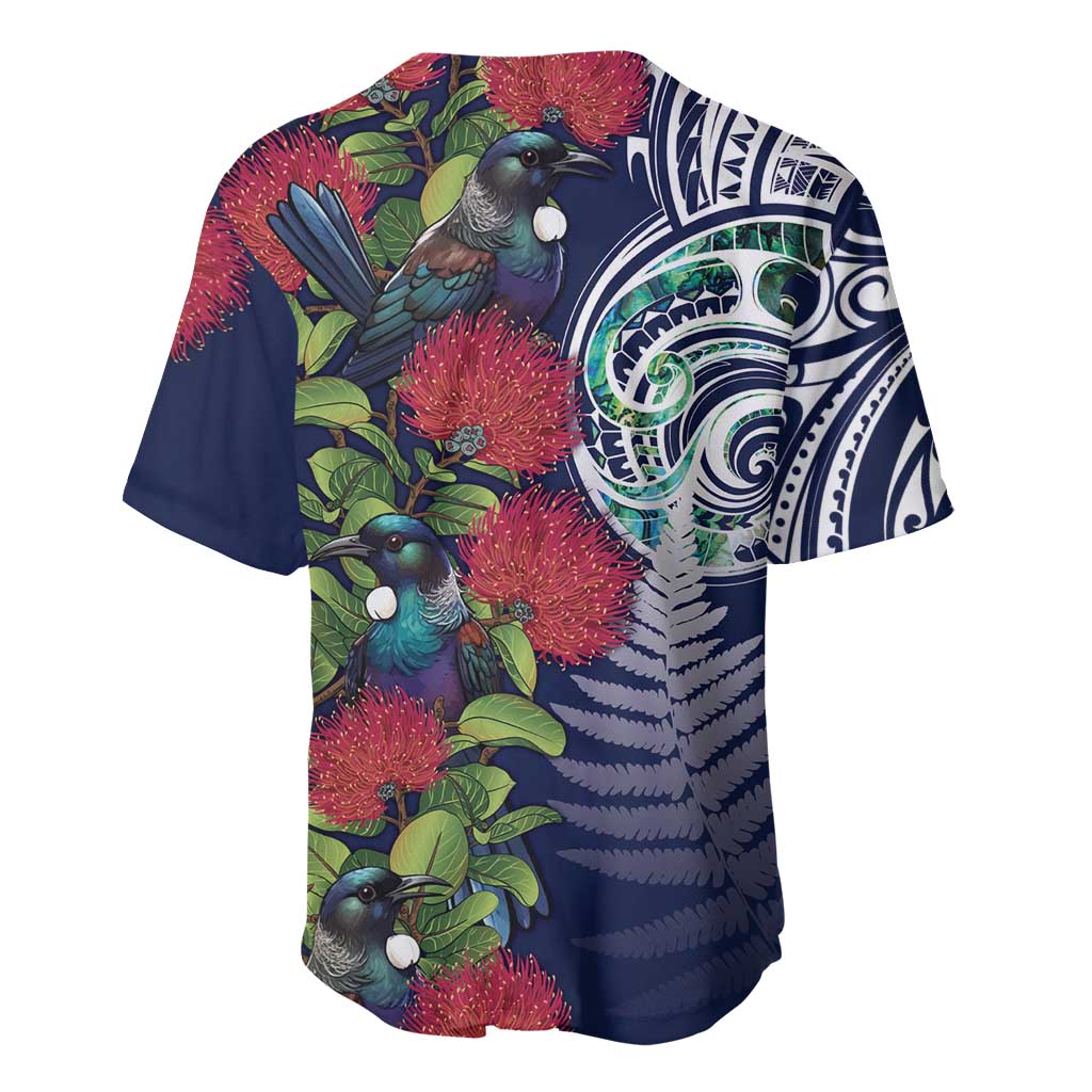 Meri Kirihimete New Zealand Baseball Jersey Tui on Pohutukawa - Blue Ver LT7 - Polynesian Pride