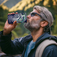 Meri Kirihimete New Zealand 4 in 1 Can Cooler Tumbler Tui on Pohutukawa - Blue Ver