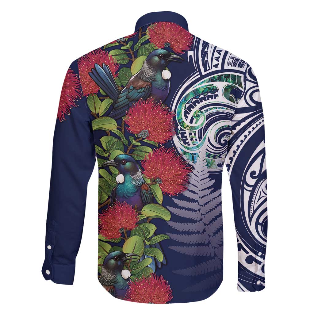 Meri Kirihimete New Zealand Family Matching Off Shoulder Maxi Dress and Hawaiian Shirt Tui on Pohutukawa - Blue Ver LT7 - Polynesian Pride
