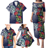Meri Kirihimete New Zealand Family Matching Puletasi and Hawaiian Shirt Tui on Pohutukawa - Blue Ver LT7 - Polynesian Pride
