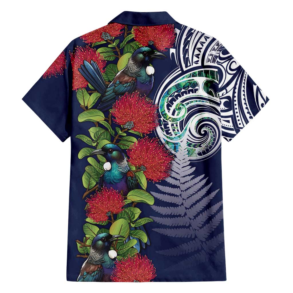 Meri Kirihimete New Zealand Family Matching Puletasi and Hawaiian Shirt Tui on Pohutukawa - Blue Ver LT7 - Polynesian Pride