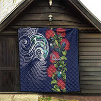 Meri Kirihimete New Zealand Quilt Tui on Pohutukawa - Blue Ver LT7 - Polynesian Pride