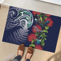 Meri Kirihimete New Zealand Rubber Doormat Tui on Pohutukawa - Blue Ver
