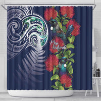 Meri Kirihimete New Zealand Shower Curtain Tui on Pohutukawa - Blue Ver LT7 - Polynesian Pride