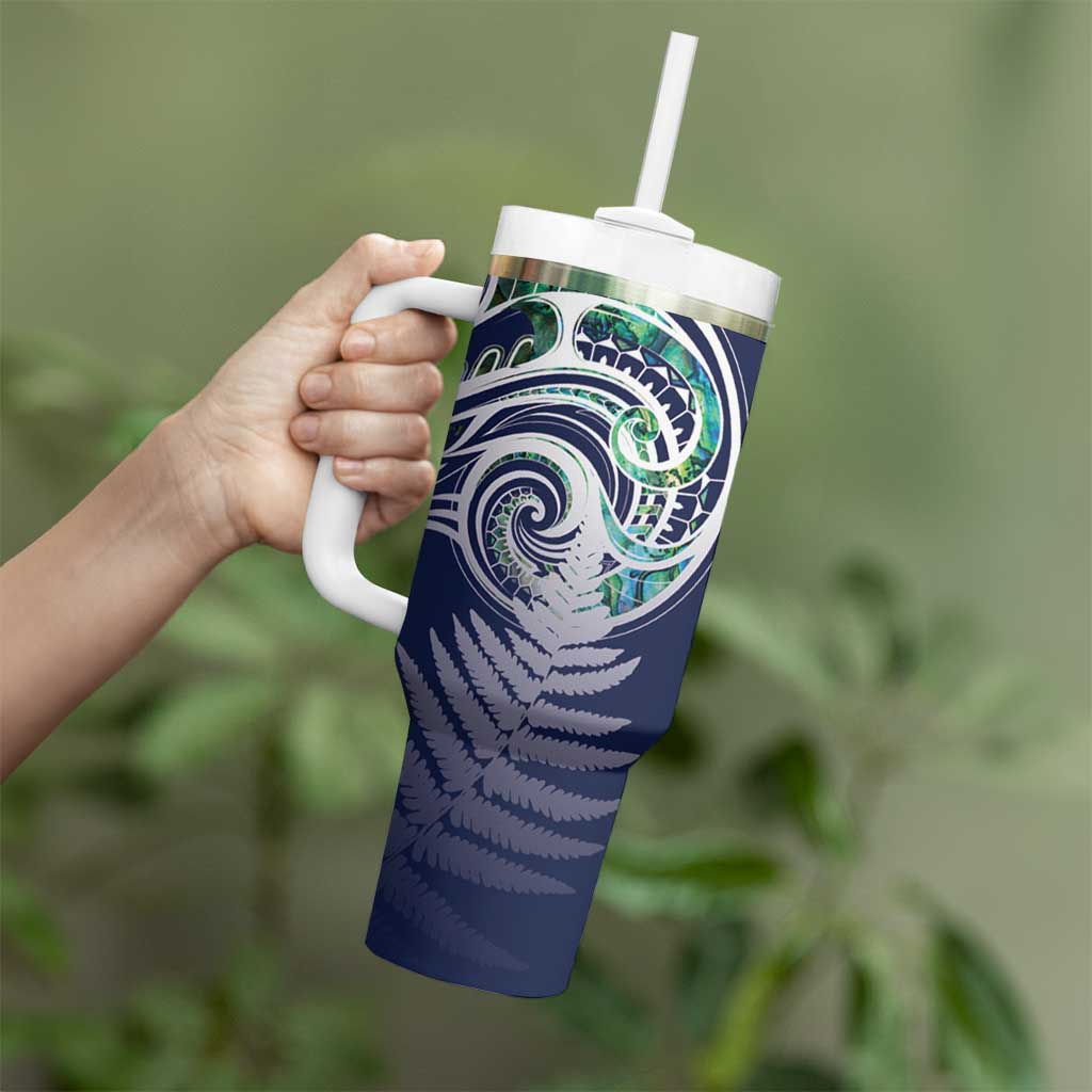 Meri Kirihimete New Zealand Tumbler With Handle Tui on Pohutukawa - Blue Ver LT7 - Polynesian Pride