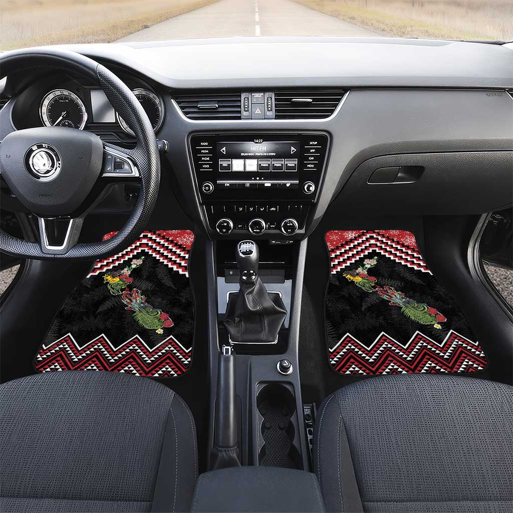 New Zealand Christmas Taniko Poutama Car Mats Flora Map with Birds - Polynesian Pride