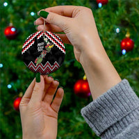 New Zealand Christmas Taniko Poutama Ceramic Ornament Flora Map with Birds LT7 - Polynesian Pride