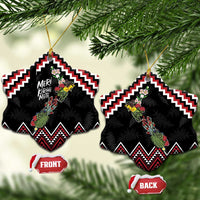 New Zealand Christmas Taniko Poutama Ceramic Ornament Flora Map with Birds LT7 Snow Flake Red - Polynesian Pride