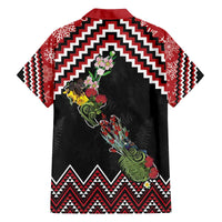 New Zealand Christmas Taniko Poutama Family Matching Off The Shoulder Long Sleeve Dress and Hawaiian Shirt Flora Map with Birds - Polynesian Pride