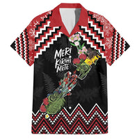 New Zealand Christmas Taniko Poutama Family Matching Off Shoulder Maxi Dress and Hawaiian Shirt Flora Map with Birds - Polynesian Pride