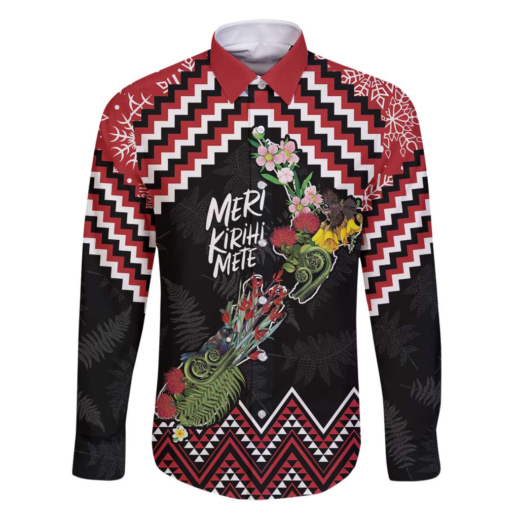 New Zealand Christmas Taniko Poutama Family Matching Off Shoulder Maxi Dress and Hawaiian Shirt Flora Map with Birds - Polynesian Pride