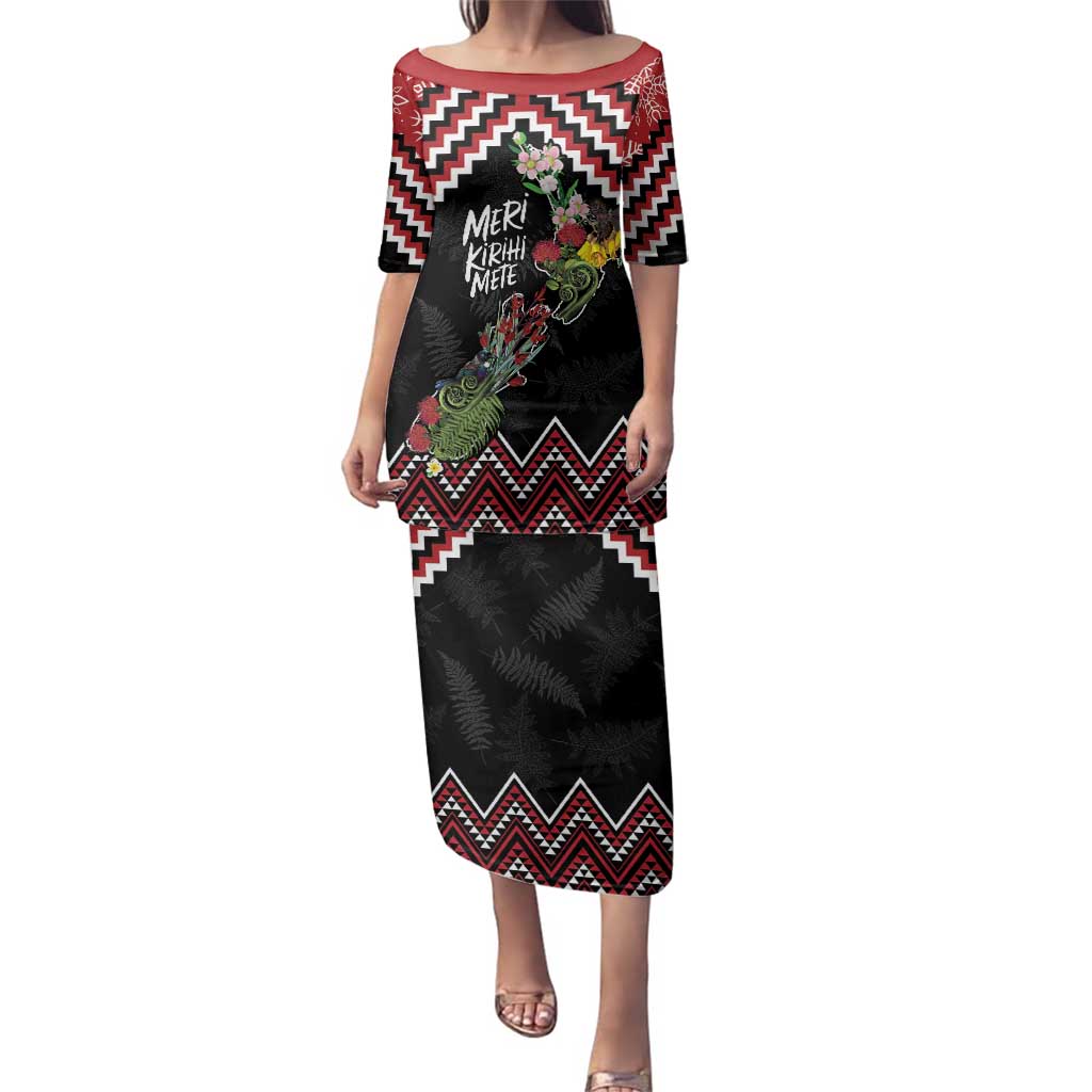 New Zealand Christmas Taniko Poutama Family Matching Puletasi and Hawaiian Shirt Flora Map with Birds - Polynesian Pride