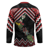 New Zealand Christmas Taniko Poutama Hockey Jersey Flora Map with Birds LT7 - Polynesian Pride