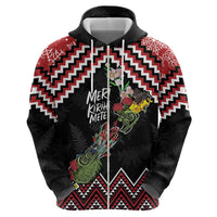 New Zealand Christmas Taniko Poutama Hoodie Flora Map with Birds - Polynesian Pride