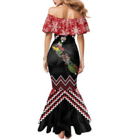 New Zealand Christmas Taniko Poutama Mermaid Dress Flora Map with Birds - Polynesian Pride