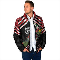 New Zealand Christmas Taniko Poutama Padded Jacket Flora Map with Birds - Polynesian Pride
