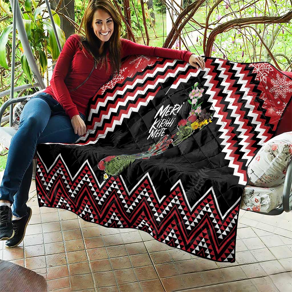 New Zealand Christmas Taniko Poutama Quilt Flora Map with Birds - Polynesian Pride