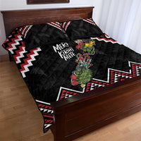 New Zealand Christmas Taniko Poutama Quilt Bed Set Flora Map with Birds - Polynesian Pride