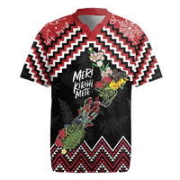 New Zealand Christmas Taniko Poutama Rugby Jersey Flora Map with Birds - Polynesian Pride