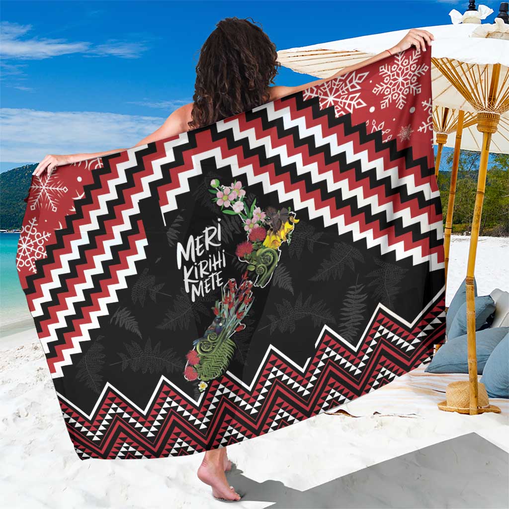 New Zealand Christmas Taniko Poutama Sarong Flora Map with Birds - Polynesian Pride