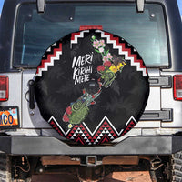 New Zealand Christmas Taniko Poutama Spare Tire Cover Flora Map with Birds LT7 Red - Polynesian Pride