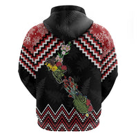 New Zealand Christmas Taniko Poutama Zip Hoodie Flora Map with Birds LT7 - Polynesian Pride