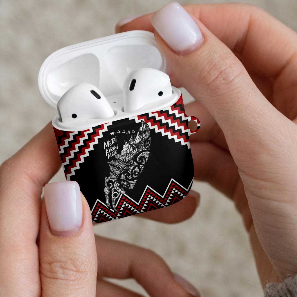 New Zealand Christmas Taniko Poutama AirPods Case Mountainscape Maori Fern - Polynesian Pride