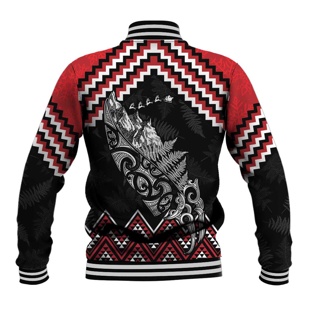New Zealand Christmas Taniko Poutama Baseball Jacket Mountainscape Maori Fern - Polynesian Pride