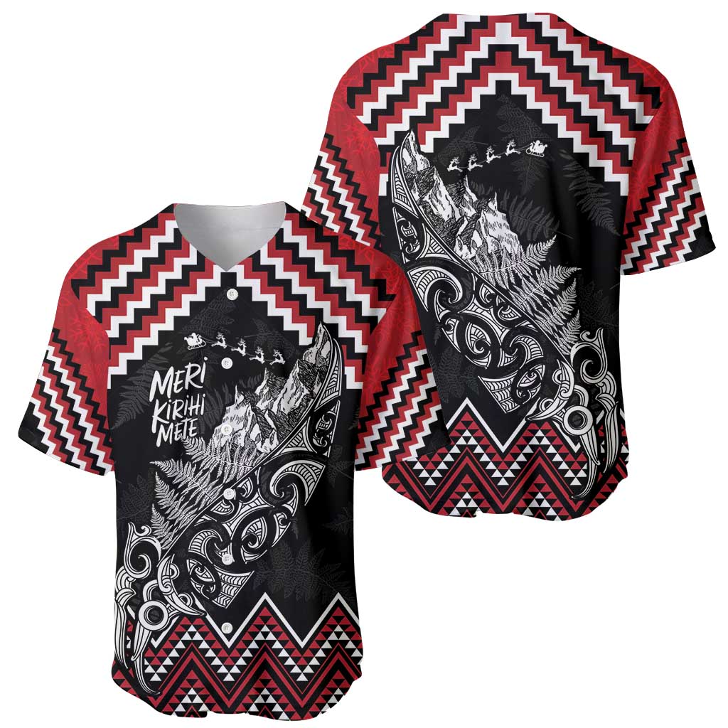 New Zealand Christmas Taniko Poutama Baseball Jersey Mountainscape Maori Fern LT7 - Polynesian Pride