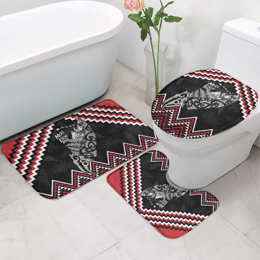 New Zealand Christmas Taniko Poutama Bathroom Set Mountainscape Maori Fern - Polynesian Pride