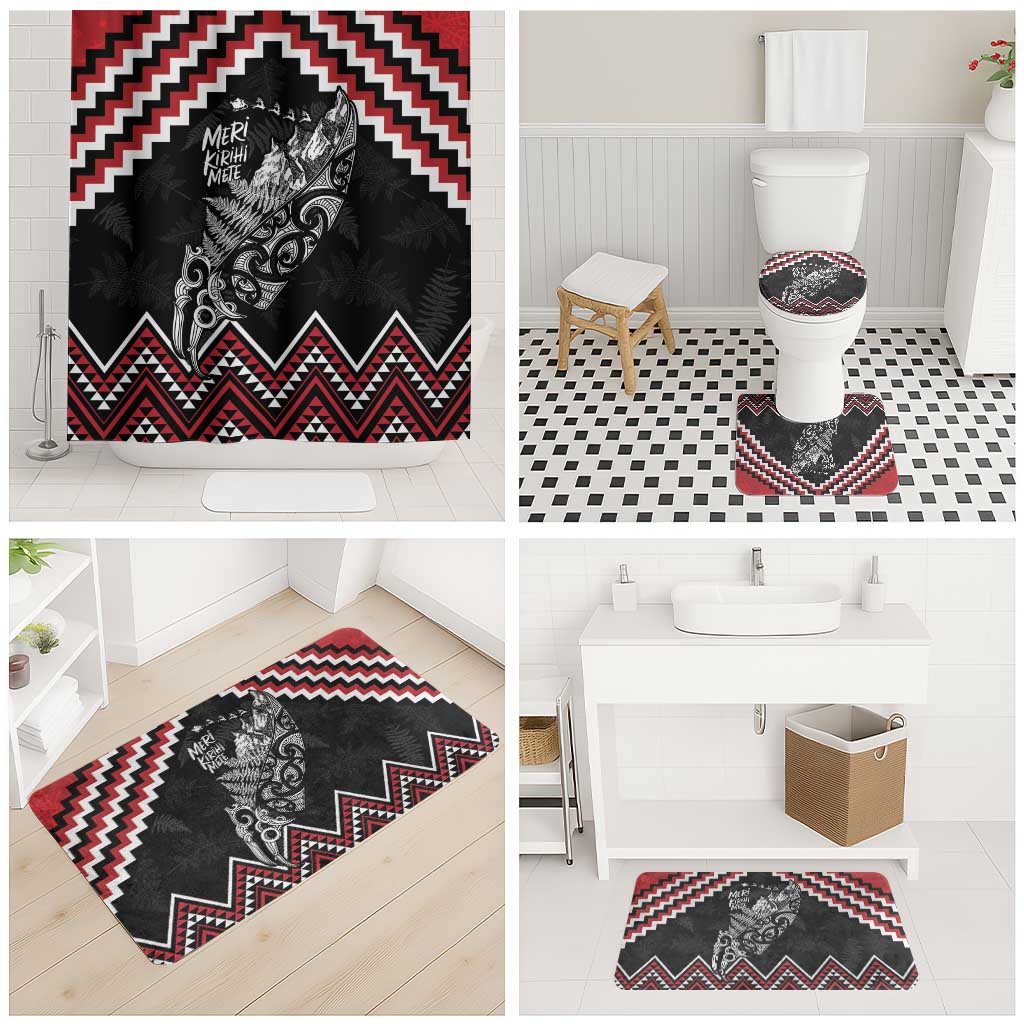 New Zealand Christmas Taniko Poutama Bathroom Set Mountainscape Maori Fern - Polynesian Pride
