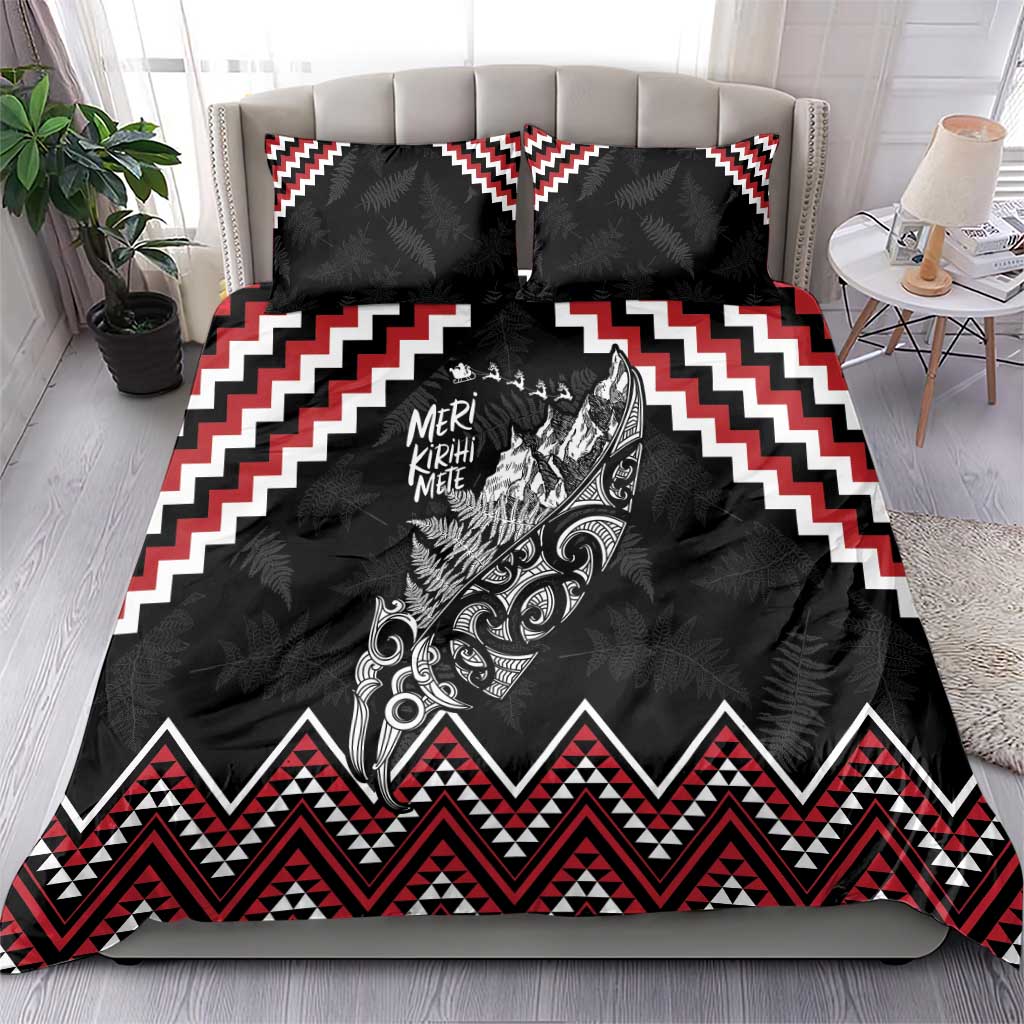New Zealand Christmas Taniko Poutama Bedding Set Mountainscape Maori Fern - Polynesian Pride