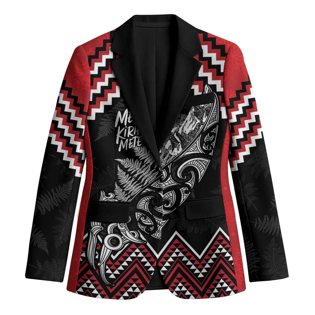 New Zealand Christmas Taniko Poutama Blazer Mountainscape Maori Fern LT7 Unisex Black - Polynesian Pride