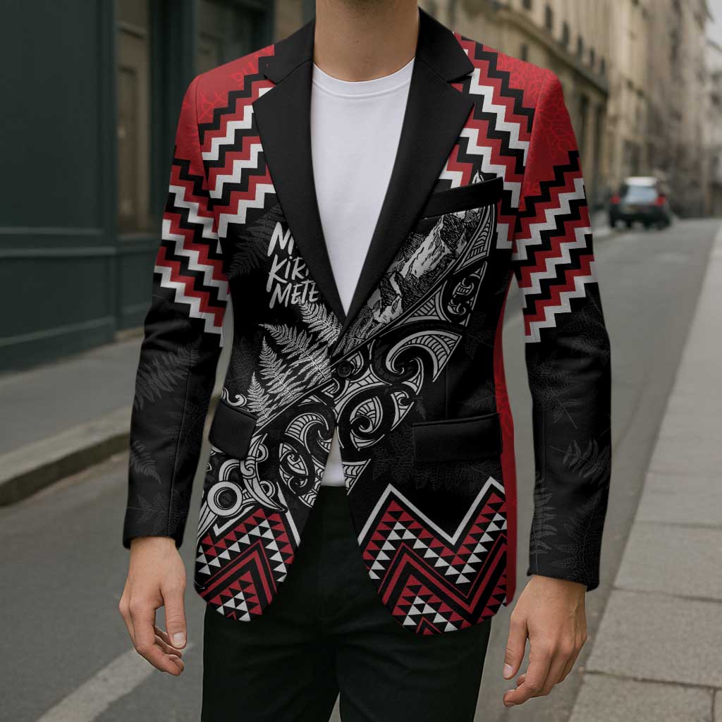 New Zealand Christmas Taniko Poutama Blazer Mountainscape Maori Fern LT7 - Polynesian Pride
