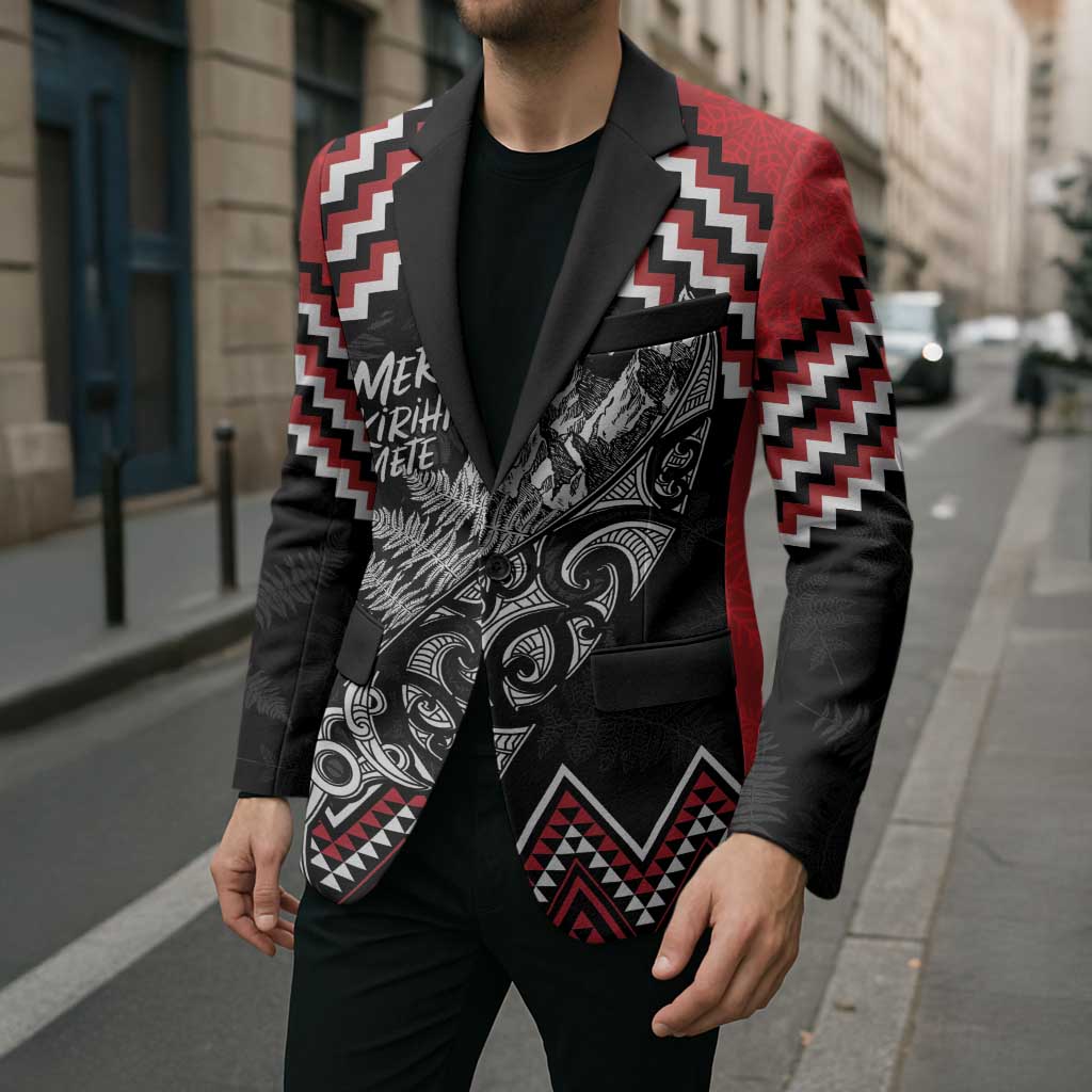 New Zealand Christmas Taniko Poutama Blazer Mountainscape Maori Fern LT7 - Polynesian Pride