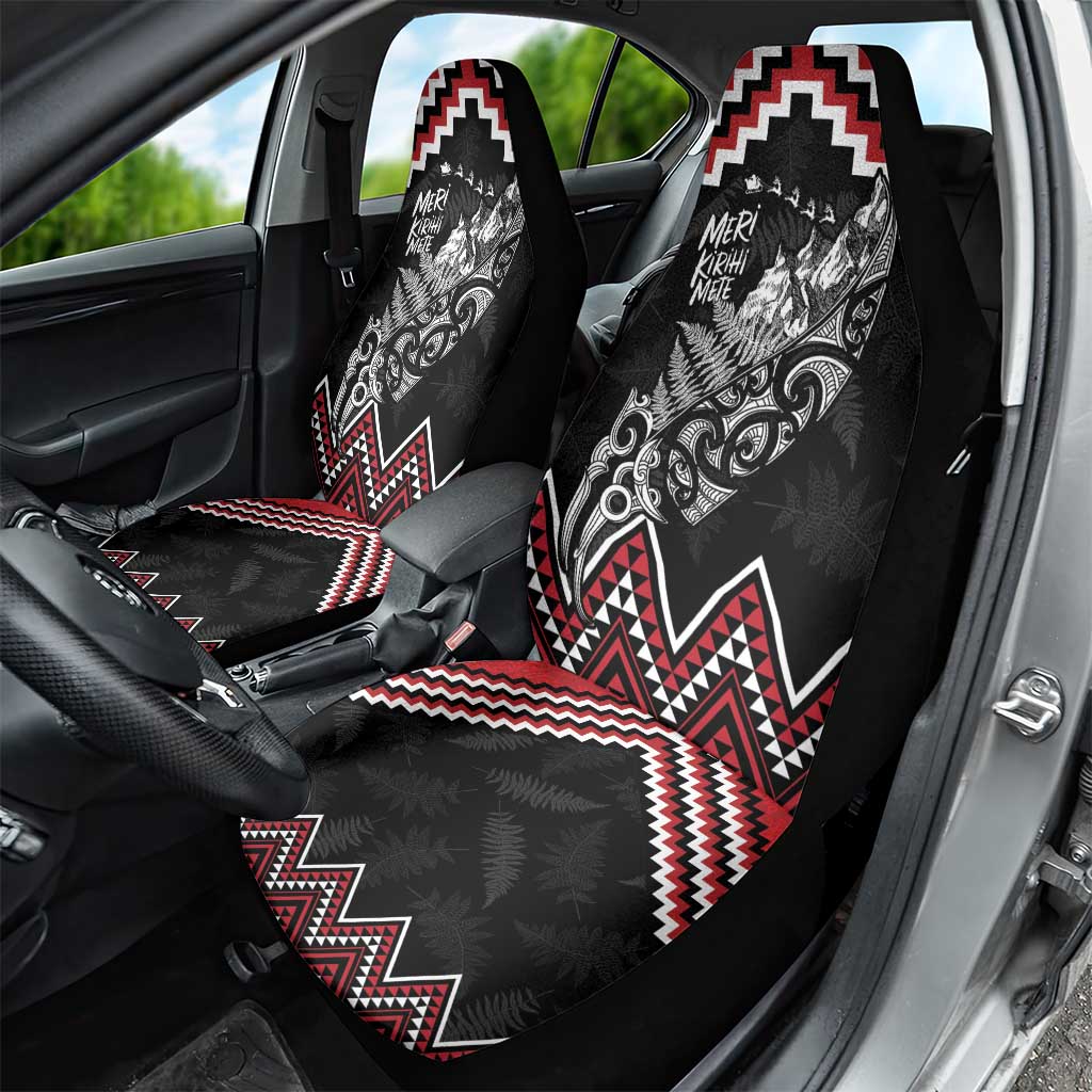 New Zealand Christmas Taniko Poutama Car Seat Cover Mountainscape Maori Fern - Polynesian Pride