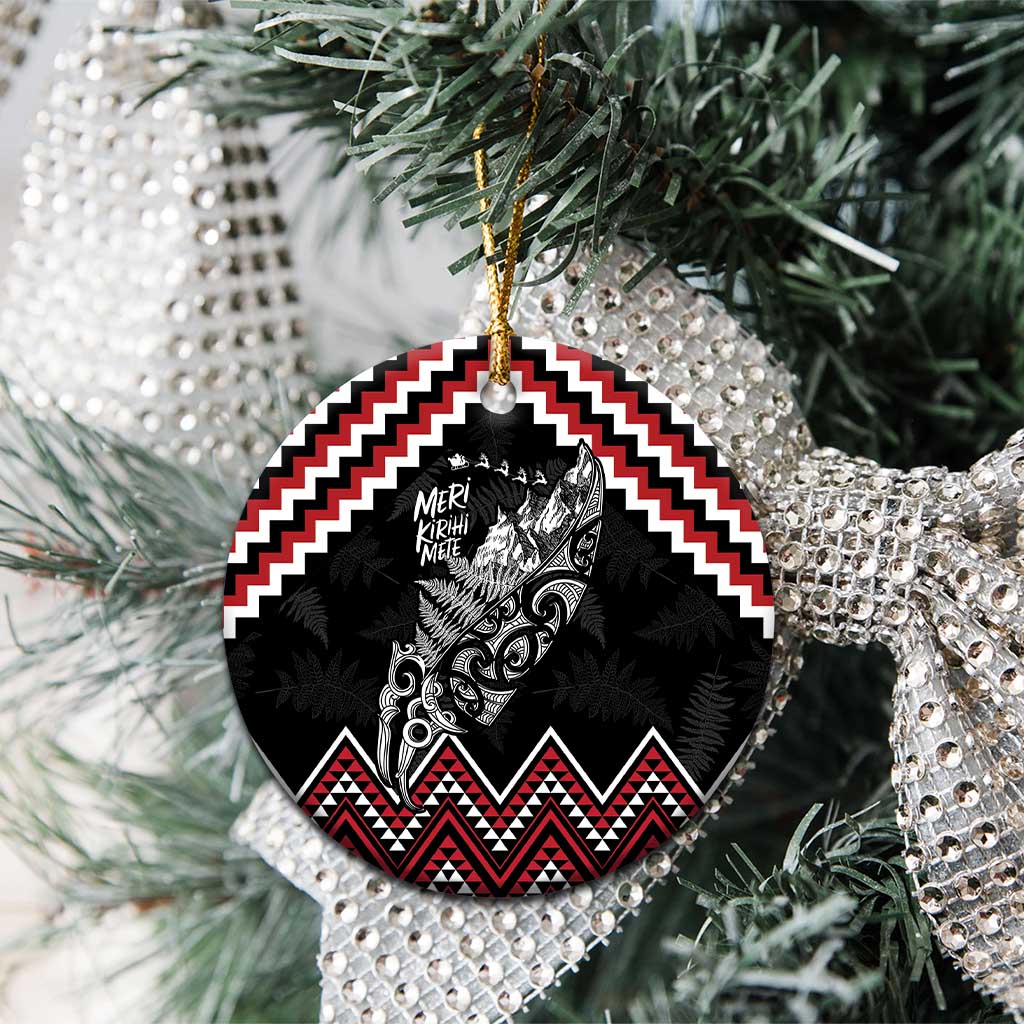 New Zealand Christmas Taniko Poutama Ceramic Ornament Mountainscape Maori Fern LT7 - Polynesian Pride