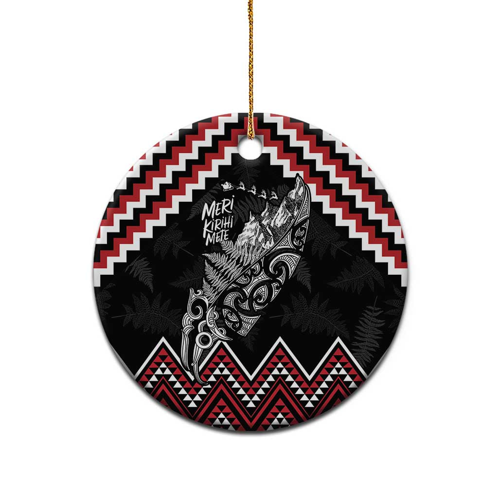 New Zealand Christmas Taniko Poutama Ceramic Ornament Mountainscape Maori Fern LT7 - Polynesian Pride