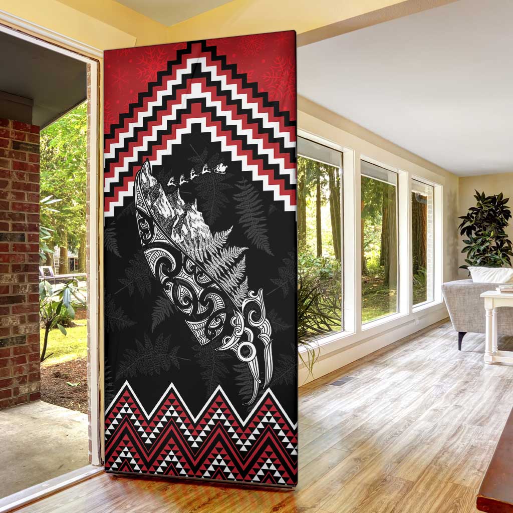 New Zealand Christmas Taniko Poutama Door Cover Mountainscape Maori Fern - Polynesian Pride