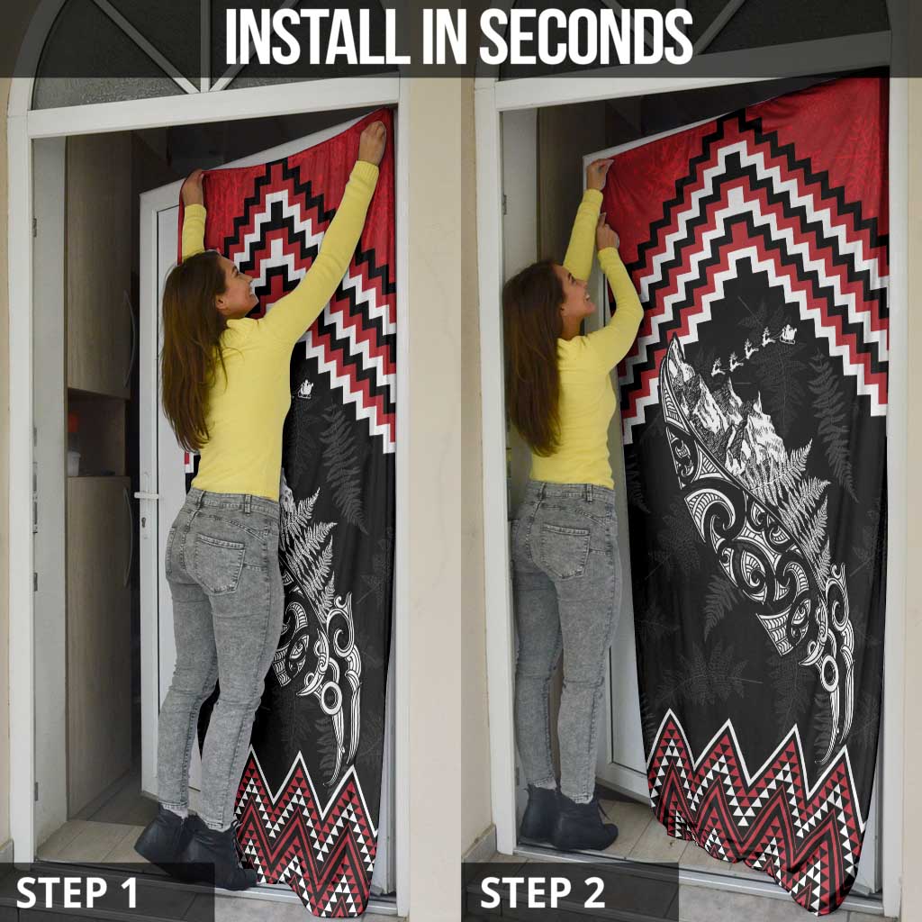 New Zealand Christmas Taniko Poutama Door Cover Mountainscape Maori Fern - Polynesian Pride