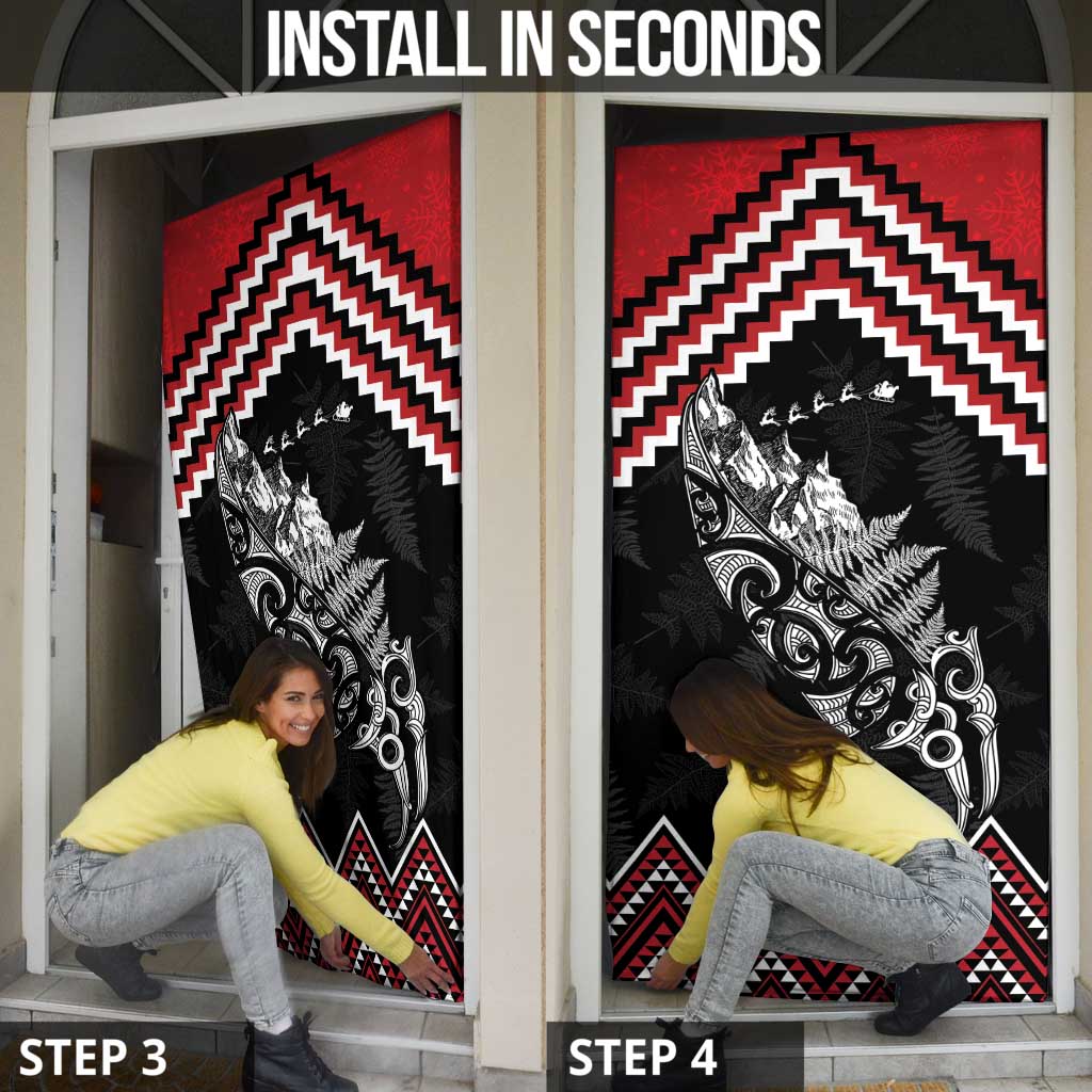 New Zealand Christmas Taniko Poutama Door Cover Mountainscape Maori Fern - Polynesian Pride