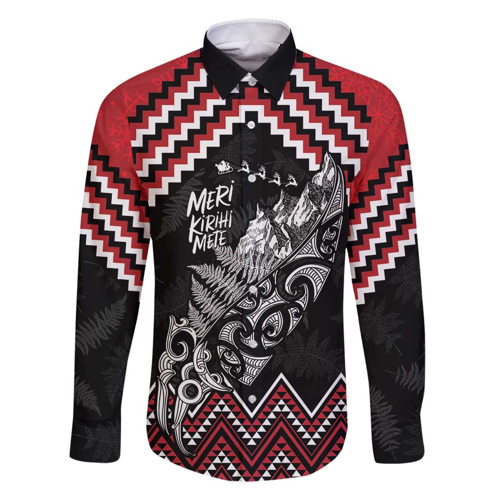 New Zealand Christmas Taniko Poutama Family Matching Mermaid Dress and Hawaiian Shirt Mountainscape Maori Fern - Polynesian Pride