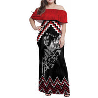 New Zealand Christmas Taniko Poutama Family Matching Off Shoulder Maxi Dress and Hawaiian Shirt Mountainscape Maori Fern - Polynesian Pride