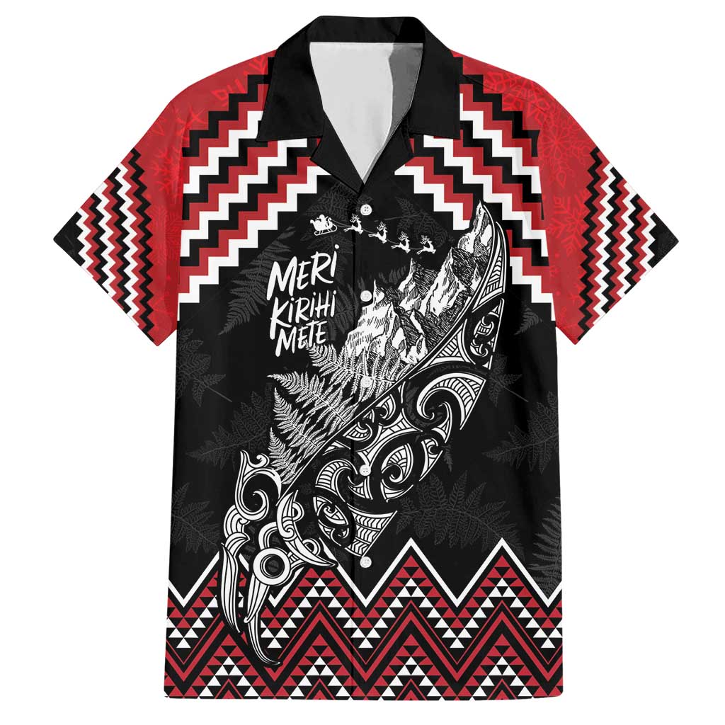 New Zealand Christmas Taniko Poutama Family Matching Short Sleeve Bodycon Dress and Hawaiian Shirt Mountainscape Maori Fern - Polynesian Pride