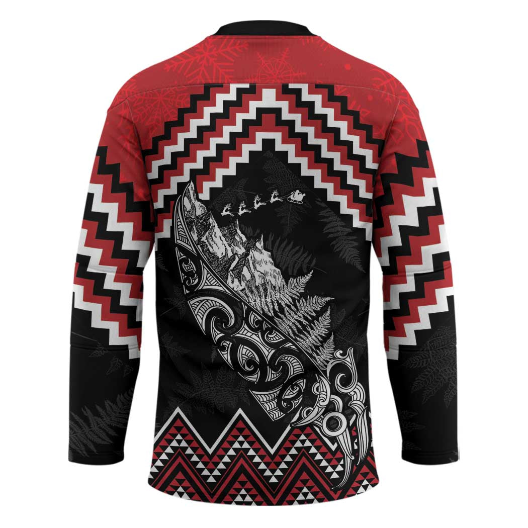 New Zealand Christmas Taniko Poutama Hockey Jersey Mountainscape Maori Fern - Polynesian Pride