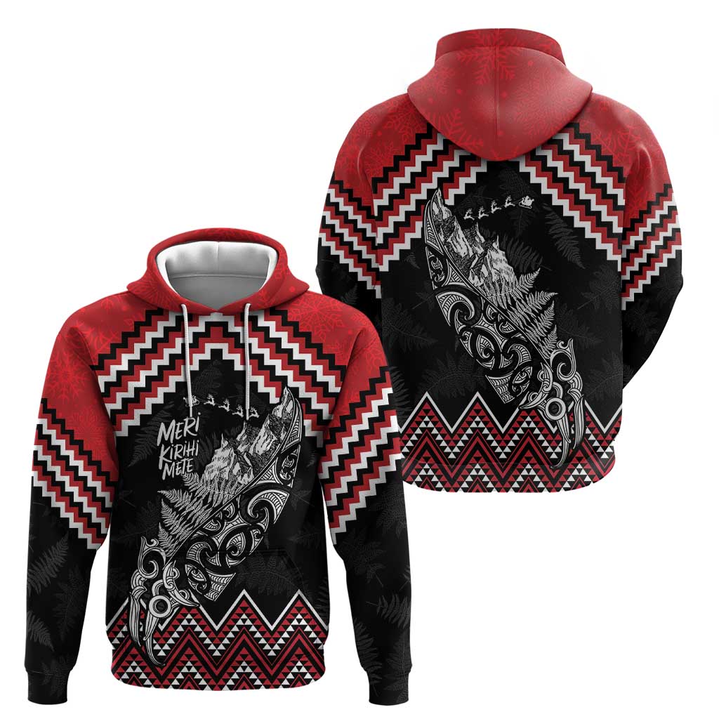 New Zealand Christmas Taniko Poutama Hoodie Mountainscape Maori Fern - Polynesian Pride