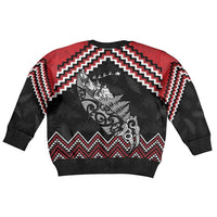 New Zealand Christmas Taniko Poutama Kid Ugly Christmas Sweater Mountainscape Maori Fern LT7 - Polynesian Pride
