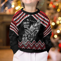 New Zealand Christmas Taniko Poutama Kid Ugly Christmas Sweater Mountainscape Maori Fern LT7 - Polynesian Pride