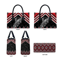 New Zealand Christmas Taniko Poutama Leather Bag Mountainscape Maori Fern - Polynesian Pride