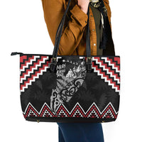 New Zealand Christmas Taniko Poutama Leather Tote Bag Mountainscape Maori Fern - Polynesian Pride